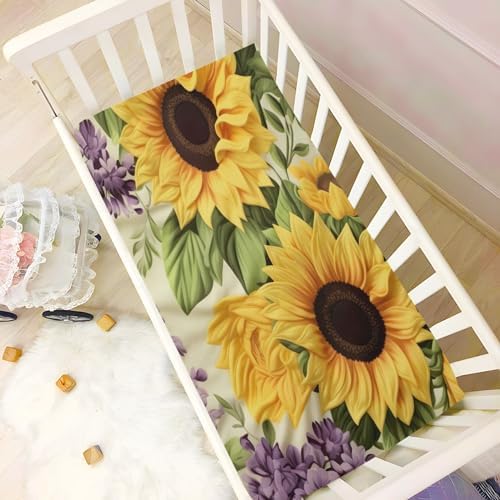 Wassud Sunflowers Crib Sheets for Boys Girls 1