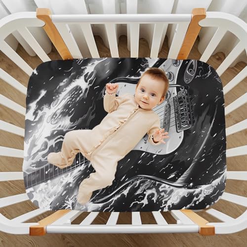 Wassud Black Crib Sheets Boys Girls 27x39 Inch