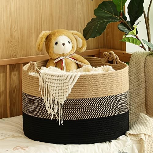 KAKAMAY Cotton Woven Blanket Basket 20x13