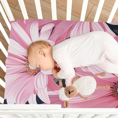 Wassud Pink Daisies Crib Sheets for Boys Girls