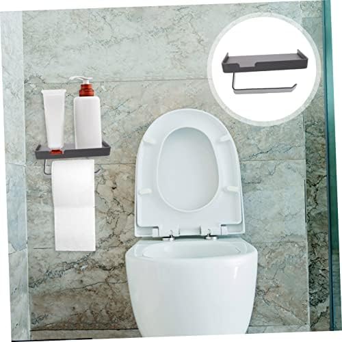 Toilet Paper Holder Wall Mount with Shelf Multipurpose Bathroom Storage