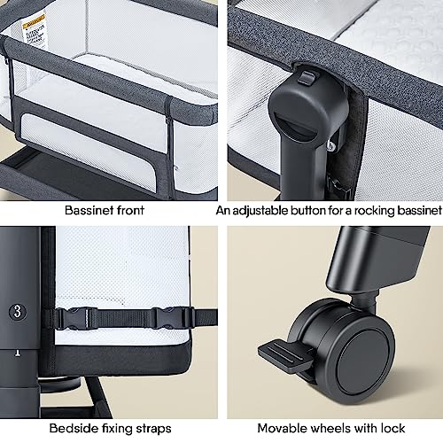 BabyBond 3 in 1 Bassinet with Waterproof Mattress and Adjustable Height
