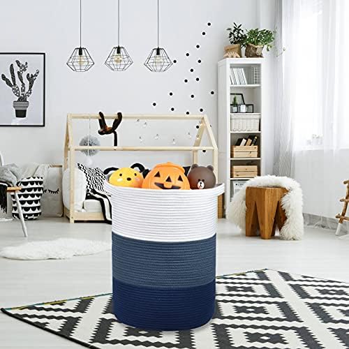 BOSROTY Large Woven Laundry Basket 72L 16x22 Multi-Use Storage