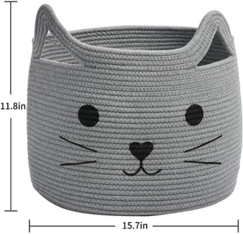 HiChen Large Woven Cotton Rope Storage Basket for Baby and Pets