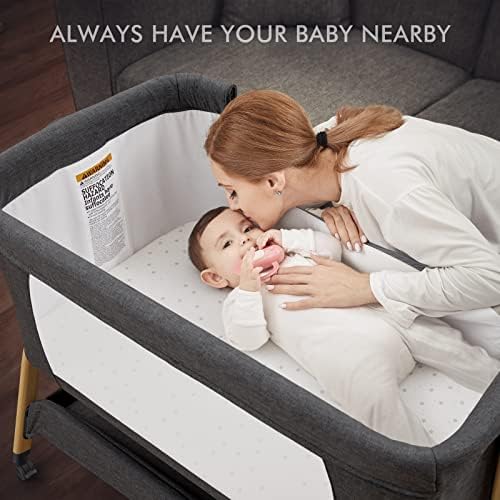 ANGELBLISS 3 in 1 Bassinet with Mattress and Wheels