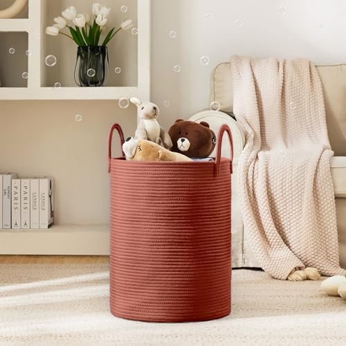 YOUDENOVA 58L Woven Tall Laundry Basket for Blanket Storage