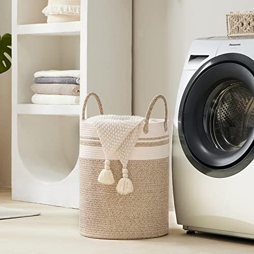 YOUDENOVA Woven Rope Laundry Basket 58L Tall Brown Hamper
