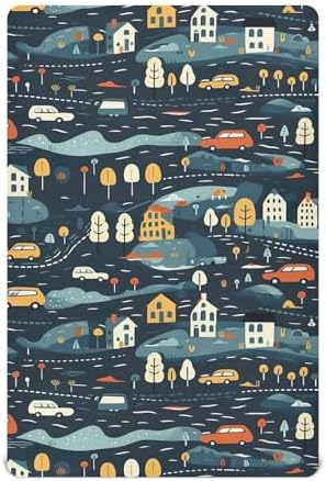 Wassud Dark Navy Pattern Crib Sheets for Boys Girls