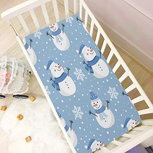 Kigai Christmas Snowman Snowflake Crib Sheets for Baby