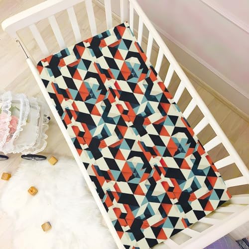 Wassud Geometric Crib Sheets Set for Boys and Girls