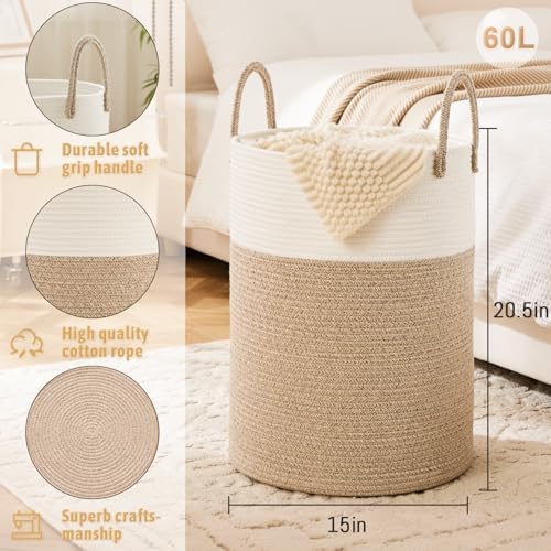 Artfeel Woven Cotton Laundry Basket 60L