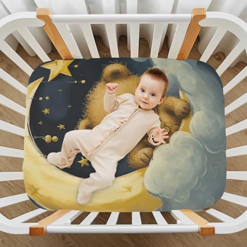 Wassud Crib Sheets Breathable Pack and Play Fitted 27x39 Inch
