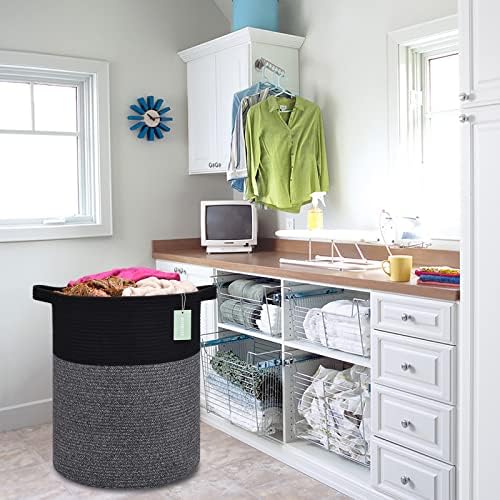 BOSROTY Large Laundry Hamper for Kids 72L Black Gray