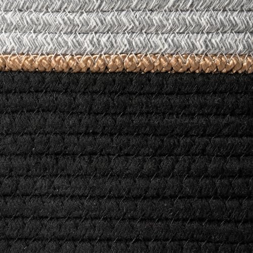 LA JOLIE MUSE Cotton Rope Storage Basket - Ebony Black XL