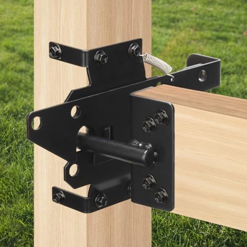 BOODVON Self Locking Gate Latch Heavy Duty Black Steel