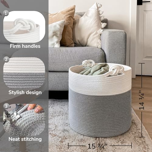 Goodpick Cotton Rope Storage Basket for Baby Grey