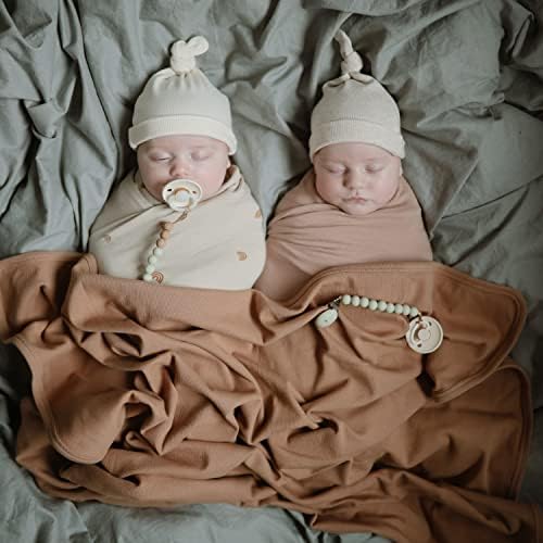 Mushie Stretchy Baby Swaddle Blanket Blush
