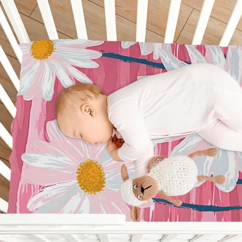 Wassud Cute White Daisies Crib Sheets Pack