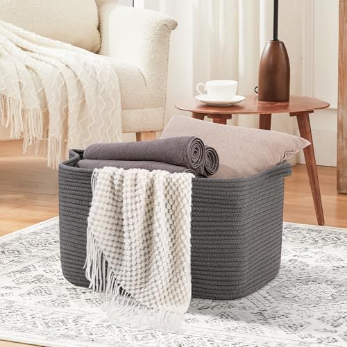 OIASKET Rectangle Woven Basket for Blankets and Toys