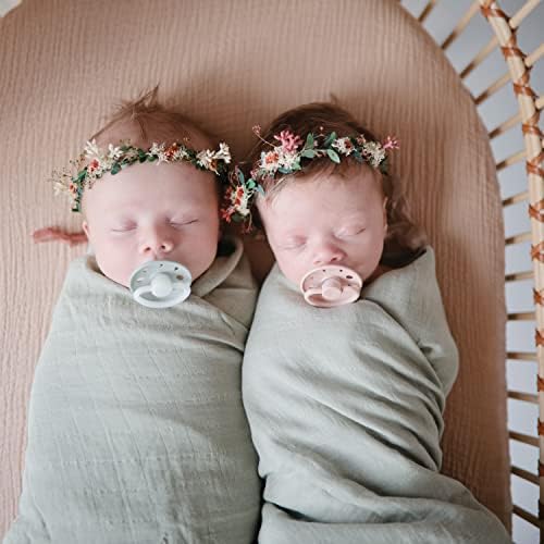 Mushie Muslin Baby Swaddle Blanket - Sage