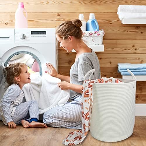 Cotton Rope Laundry Hamper with Handles 15x18 1