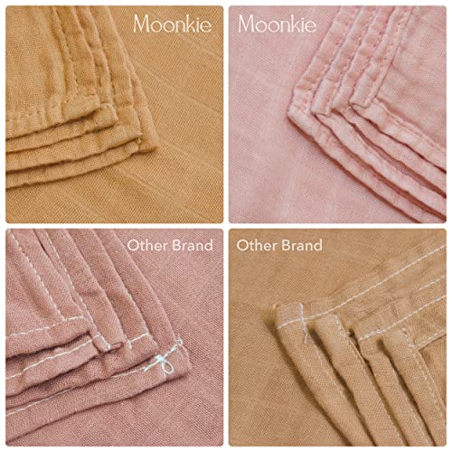 Moonkie Muslin Swaddle Blankets with Pacifier Clip 4 Pack