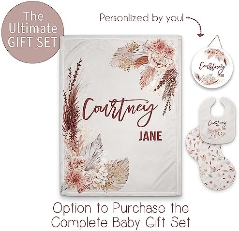 Personalized Pink Floral Baby Blanket with Monogram