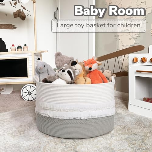 CherryNow Extra Large Rope Basket for Toys and Blankets