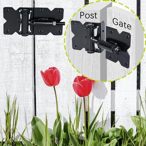 Real Fancy Self Closing Gate Hinges 2 Pack Black 90 Degree Adjustable