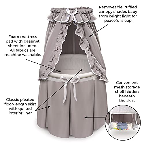 Badger Basket Empress Canopy Bassinet - GrayWhite 1