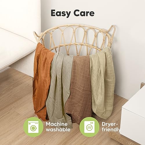 KeaBabies 4-Pack Organic Muslin Swaddle Blankets - Soft Breathable Gender Neutral