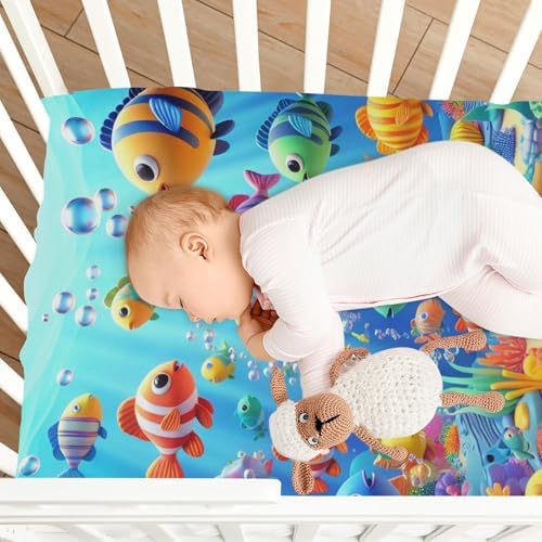 Jihqo Colorful Sea Fishes Crib Sheets 52x28