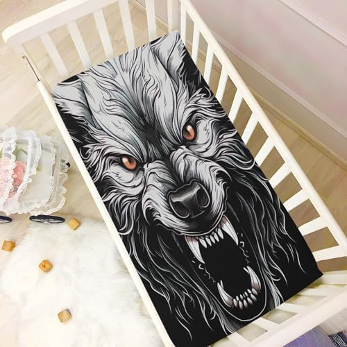 Wassud Wolf Head Crib Sheets for Boys Girls