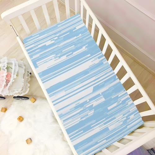 Abstract Blue Lines Fitted Crib Sheets for Baby Toddler