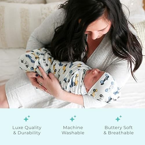 Posh Peanut Swaddle Blanket Beanie Set - Sailor Blue