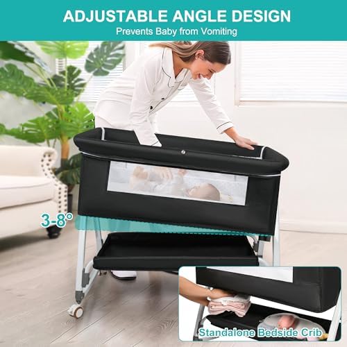VOOI 3 in 1 Bassinet with Wheels and Canopy