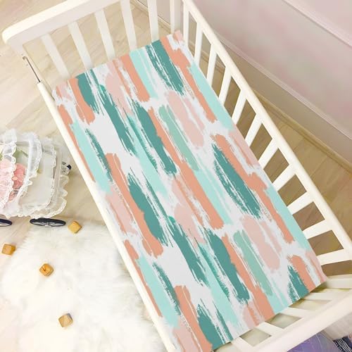 Boho Stripe Crib Sheets Set for Boys Girls 27x39 Inch
