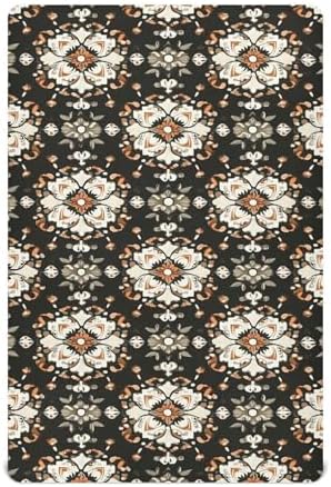 Wassud Brown Ornamental Crib Sheets 27x39 Inch Pack and Play