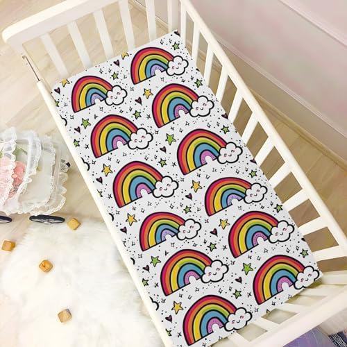 Wassud Rainbow Crib Sheets Set for Boys Girls