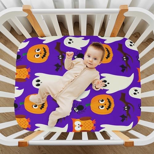 FUGIDOG Halloween Boo Crib Sheets Soft Breathable 1