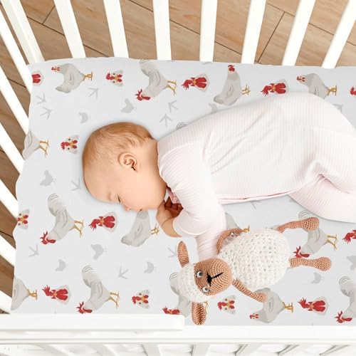 Fitted Crib Sheets with Stretchy Leghorn Pattern for Baby Playard