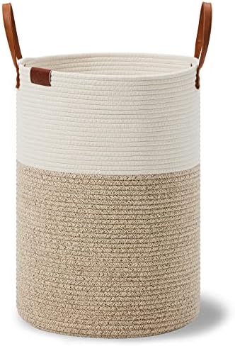 VIPOSCO Tall Laundry Basket 72L White Brown 1