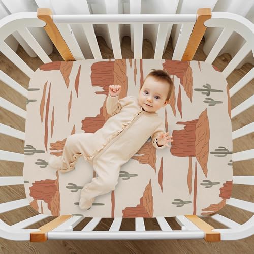 KICPOAY Fitted Crib Sheet with Cactus Pattern