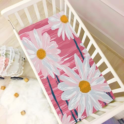 Wassud Cute White Daisies Crib Sheets Pack
