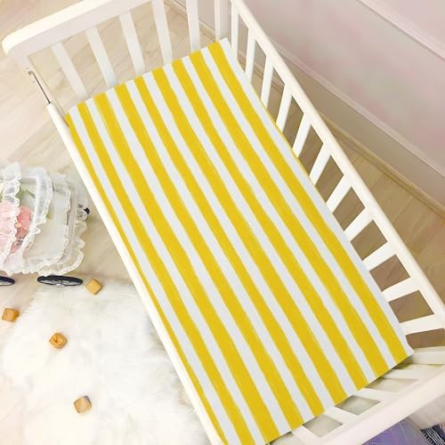 Jihqo Yellow Stripes Crib Sheets Pack N Play Set