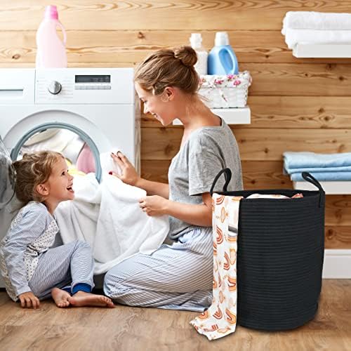 XUANGUO Black Cotton Rope Laundry Hamper