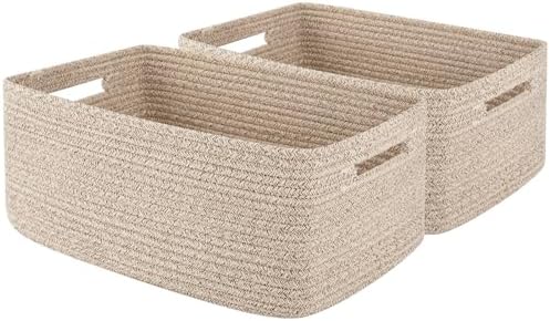 OIAHOMY Woven Rope Storage Baskets 2-Pack Brown