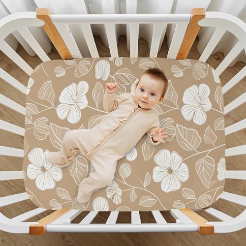 Wassud White Outline Flowers Crib Sheets 27x39