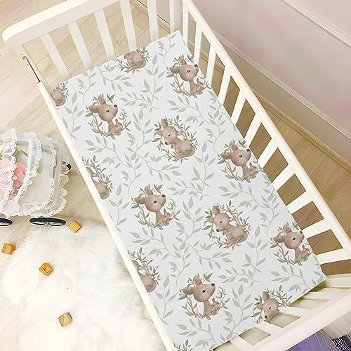 Wassud Cute Kangaroo Crib Sheets Set 28x52 Inches
