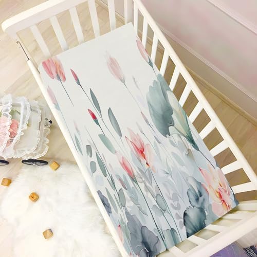 Wassud Watercolor Floral Crib Sheets Set